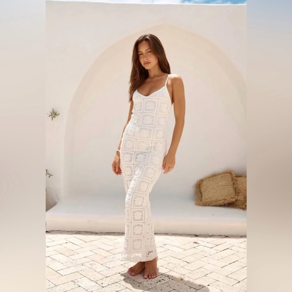 White Crochet Maxi Dress